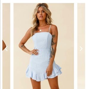 Selfie Leslie “Sarah Kay Double Bow” dress in steel blue